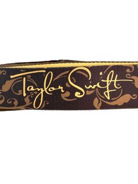 Taylor Swift Signature Guitar Strap Brown & Gold Adjustable Leather Ends Made In